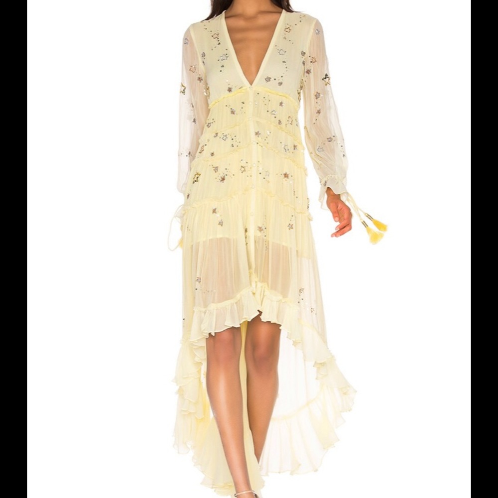 Rococo Sand 
Star Light High Low Dress in Lemon
Size Small